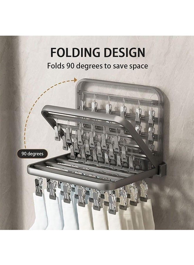 JCB CHIC Clothes Drying Rack Wall Mounted, Foldable Laundry Clothes DryerFoldable Garment Hanging Hanger 26 Hooks Stainless Steel Foldalbe Wall Drying Stand for Socks Underwear Pants Towel Scarfs and Bras - Image 4