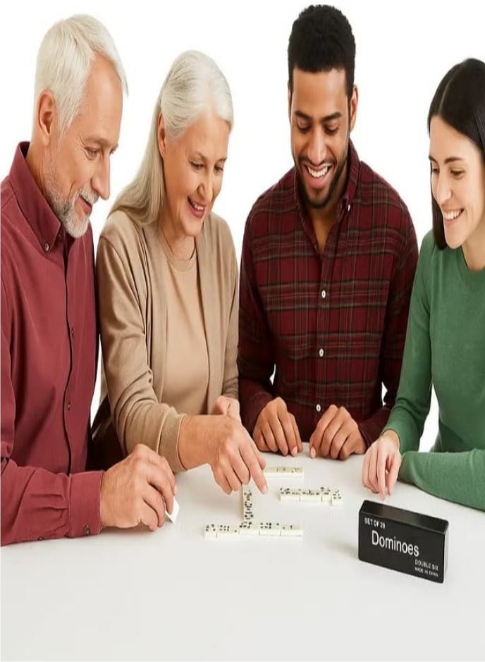 مجموعة دومينو مزدوجة 28 قطعة عالية الجودة لتسلية العائلة والأصدقاء - تصميم متين لجميع الأعمار (أحمر) - Image 4