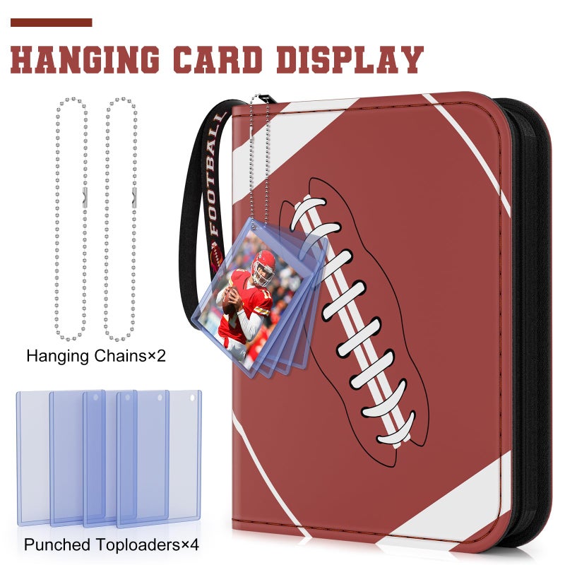 Mlikero 720 Pockets Football Card Binder, Sports Card Binder with Card Display Design, Premium Football Card Holder with Football Wristband Fit for Football Cards 2024 - Image 3