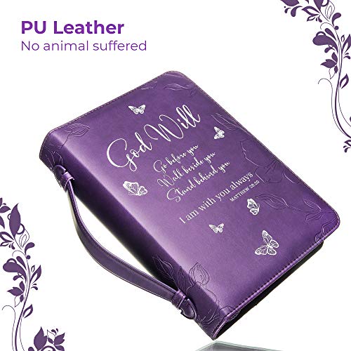 DEHITE Bible Cover Case for Women - Leather Bible Cases for Girls - Carrying Bag for Woman - Pen Slots – Zippered Pocket – Premium Faux Leather Holder - Christian Floral Accessories - Large Size - Image 4