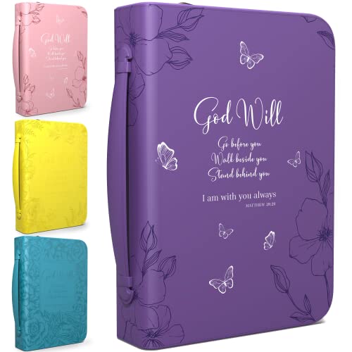 DEHITE Bible Cover Case for Women - Leather Bible Cases for Girls - Carrying Bag for Woman - Pen Slots – Zippered Pocket – Premium Faux Leather Holder - Christian Floral Accessories - Large Size - Image 1