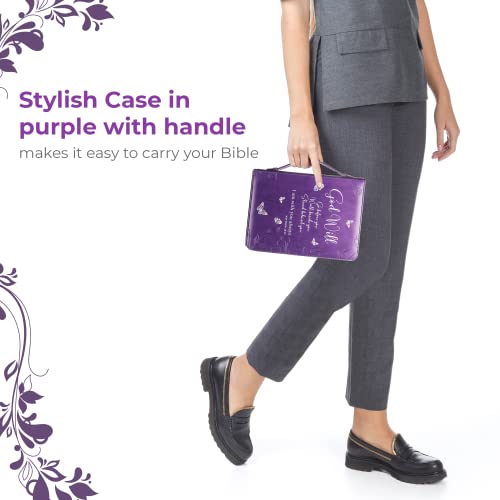 DEHITE Bible Cover Case for Women - Leather Bible Cases for Girls - Carrying Bag for Woman - Pen Slots – Zippered Pocket – Premium Faux Leather Holder - Christian Floral Accessories - Large Size - Image 5