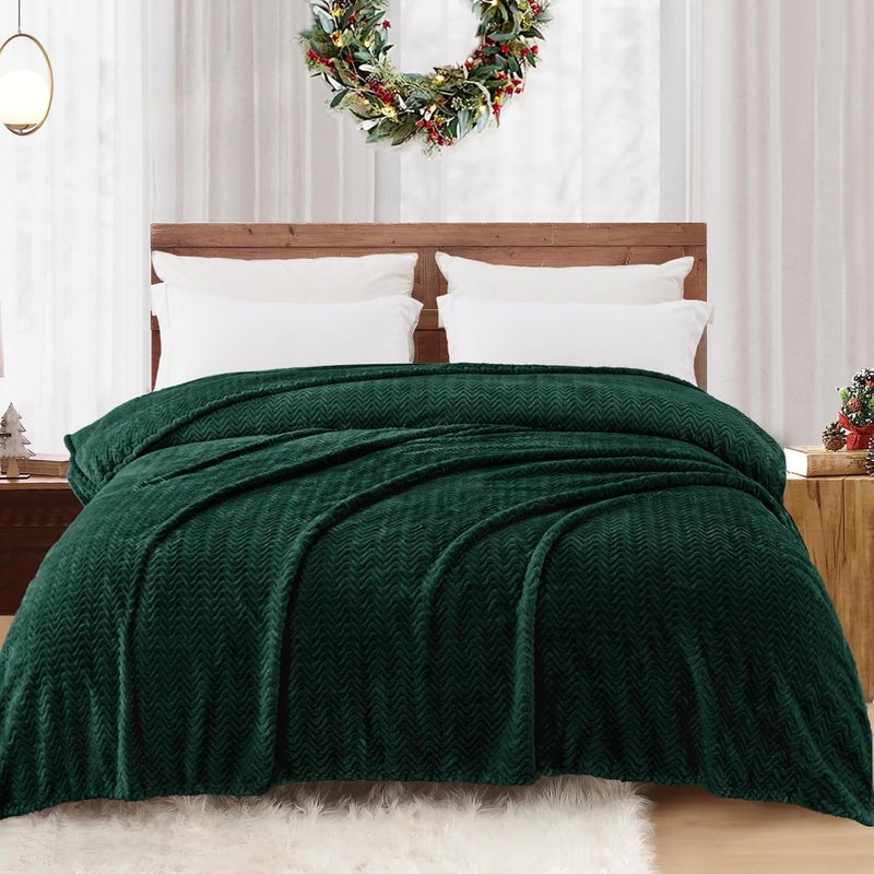 Exclusivo Mezcla بطانية إكسلوسيفو ميزكلا فورست غرين من الصوف مقاس كينج-فائقة النعومة ومريحة للاستخدام طوال الموسم ، 90 * 104 بوصة - Image 2