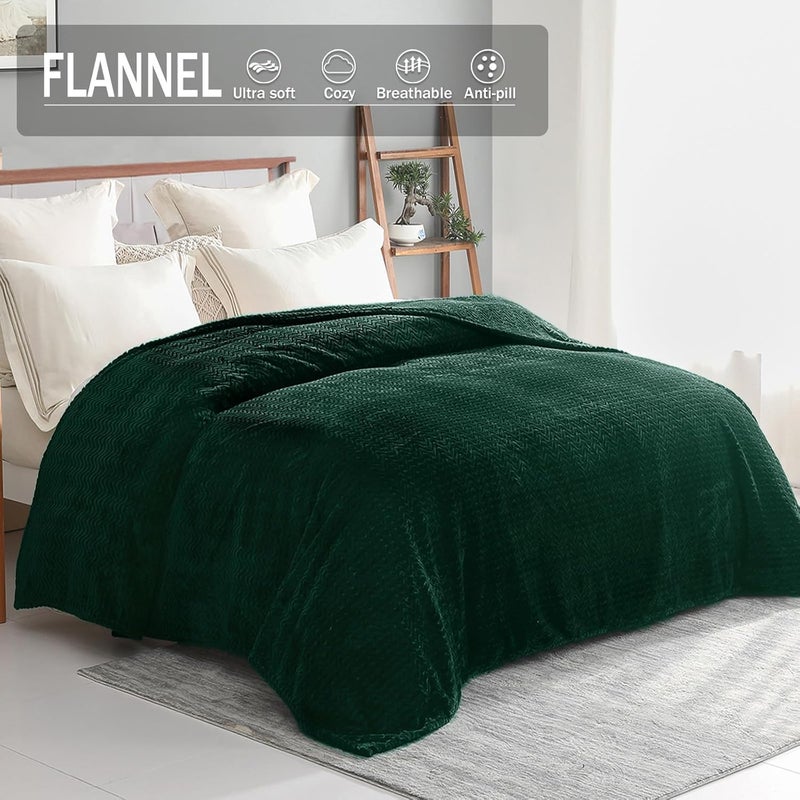 Exclusivo Mezcla بطانية إكسلوسيفو ميزكلا فورست غرين من الصوف مقاس كينج-فائقة النعومة ومريحة للاستخدام طوال الموسم ، 90 * 104 بوصة - Image 3