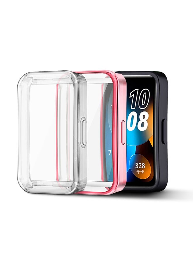 O Ozone [2 Pack] Protective Cover For Huawei Band 8 | Huawei Band 9,TPU Case with Screen Protector Full Screen Bumper Frame- Rose Pink/ Transparent  - Image 1
