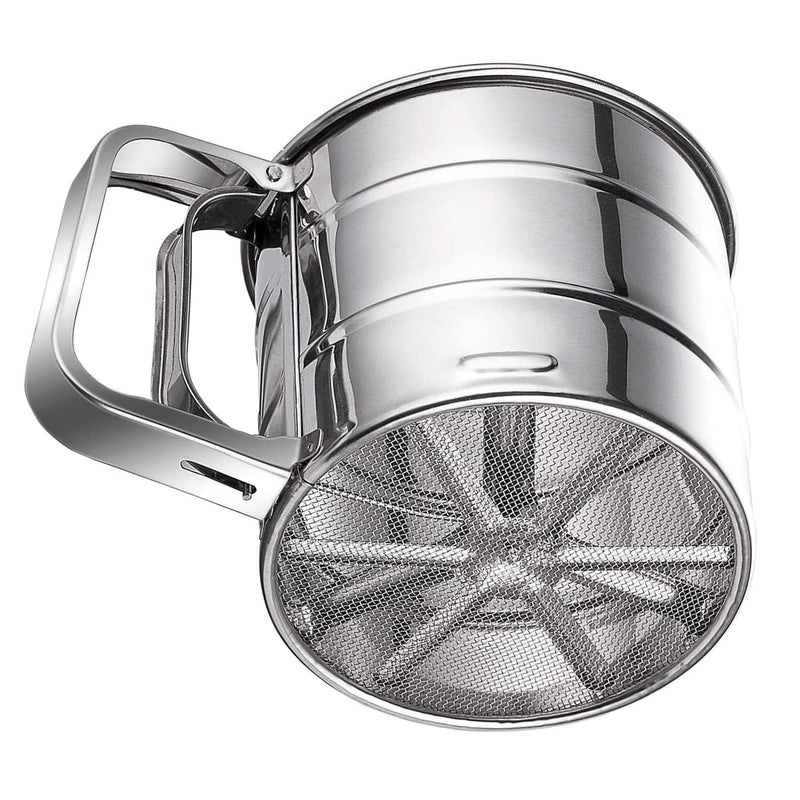 KAVSIYA Stainless Steel Flour Sifter for Baking Durable Mesh Sieve Kitchen Tool with Comfortable Handle Ideal for Powdering Sugar Coco Powder Pack of 1 - Image 1