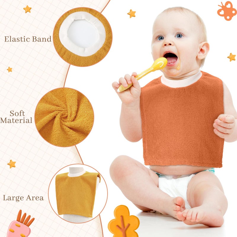 Foaincore 6 Pcs Pullover Baby Bibs Cotton Terry Toddler Absorbent Infant for Feeding and Drooling Towel Slip on Bib(Warm Color) - Image 3