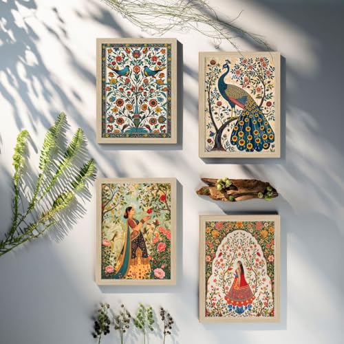 ArtX Paper Indian Art Madhubani Paintings With Frames For Wall Decor, Wall Painting for Living Room, Bedroom, Office, Painting for Wall Decoration, 12x18 inch, Set of 6 - Image 4