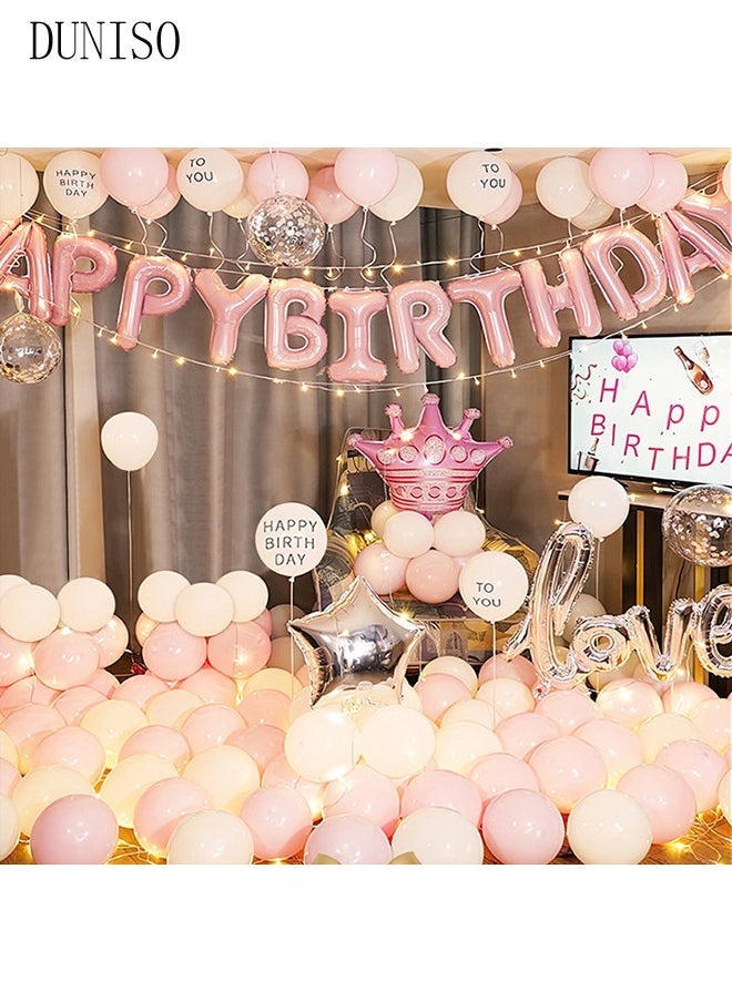 دونيسو زينة عيد ميلاد التاج الوردي للبالغين والأطفال زينة حفلة عيد ميلاد سعيد لافتة عيد ميلاد سعيد ورسائل بالون عيد ميلاد بالون - Image 3