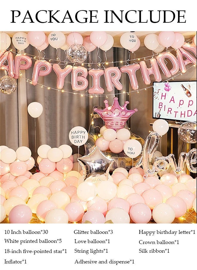 دونيسو زينة عيد ميلاد التاج الوردي للبالغين والأطفال زينة حفلة عيد ميلاد سعيد لافتة عيد ميلاد سعيد ورسائل بالون عيد ميلاد بالون - Image 2