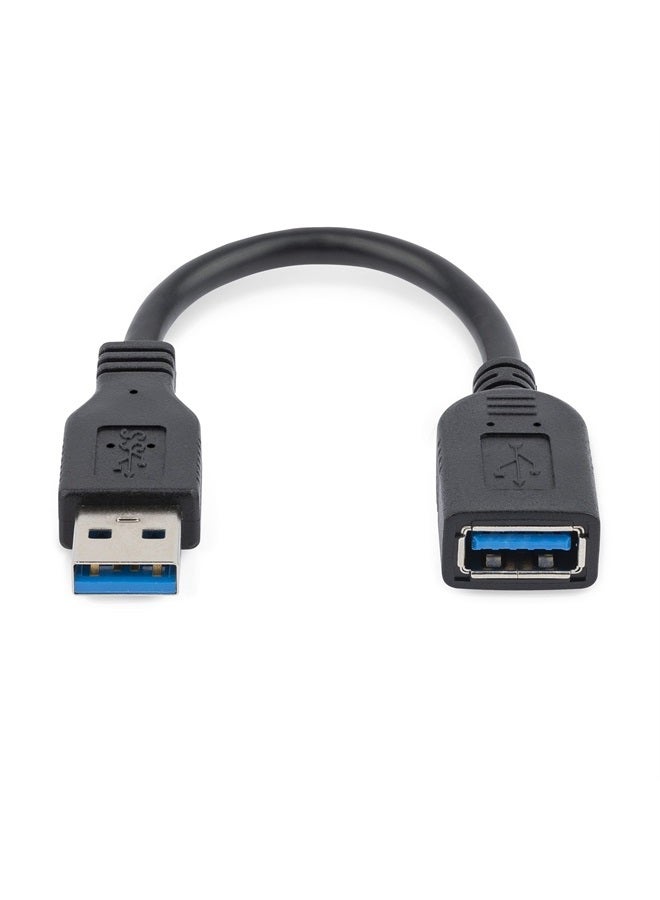 Startech.com 6in Short USB 3.0 (5Gbps) Extension Adapter Cable (USB-A Male to USB-A Female) - USB 3.2 Gen1 Port Saver Cable - Black (USB3EXT6INBK)
