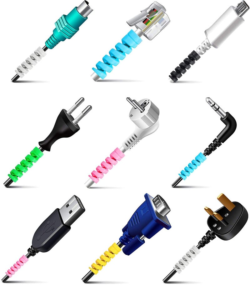 BeFall Cable Protector, Spiral Cable Protector, Flexible Silicone Micro USB Cord Protector Compatible with iPhone/Android/Headphone/Computer Cables (Pack of 5 | 20 Pieces) - Image 1