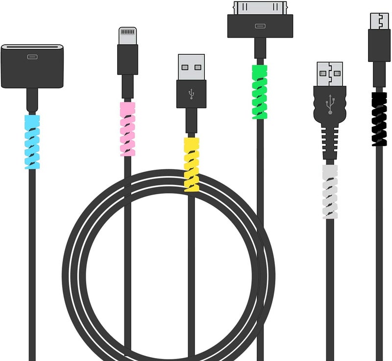 BeFall Cable Protector, Spiral Cable Protector, Flexible Silicone Micro USB Cord Protector Compatible with iPhone/Android/Headphone/Computer Cables (Pack of 5 | 20 Pieces) - Image 2