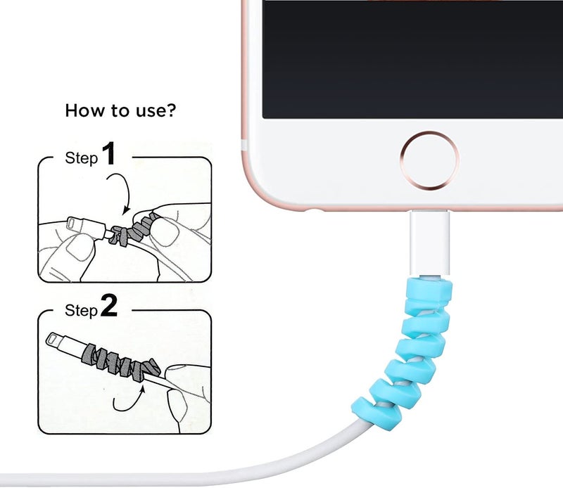 BeFall Cable Protector, Spiral Cable Protector, Flexible Silicone Micro USB Cord Protector Compatible with iPhone/Android/Headphone/Computer Cables (Pack of 5 | 20 Pieces) - Image 3