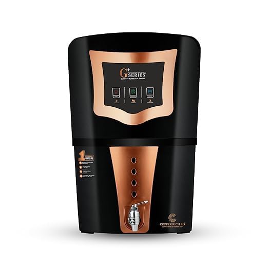 Copper Rich Series Copper | Triple Layer Protection Water Purifier IQ PLUS DIGITAl Black | Multiple Purification Process | RO+COPPE+ZINC+ALKALINE+UV+UF LED Tank LED Tank | 12L_01