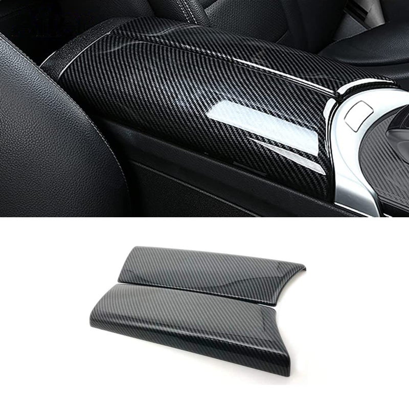 Lotcesfun Center Armrest Box Trim Cover ABS Compatible with MercedesBenz Mercedes C Class W205  GLCClass X253 20152022 Console Box Protective Cover Carbon Fiber 2Pcs