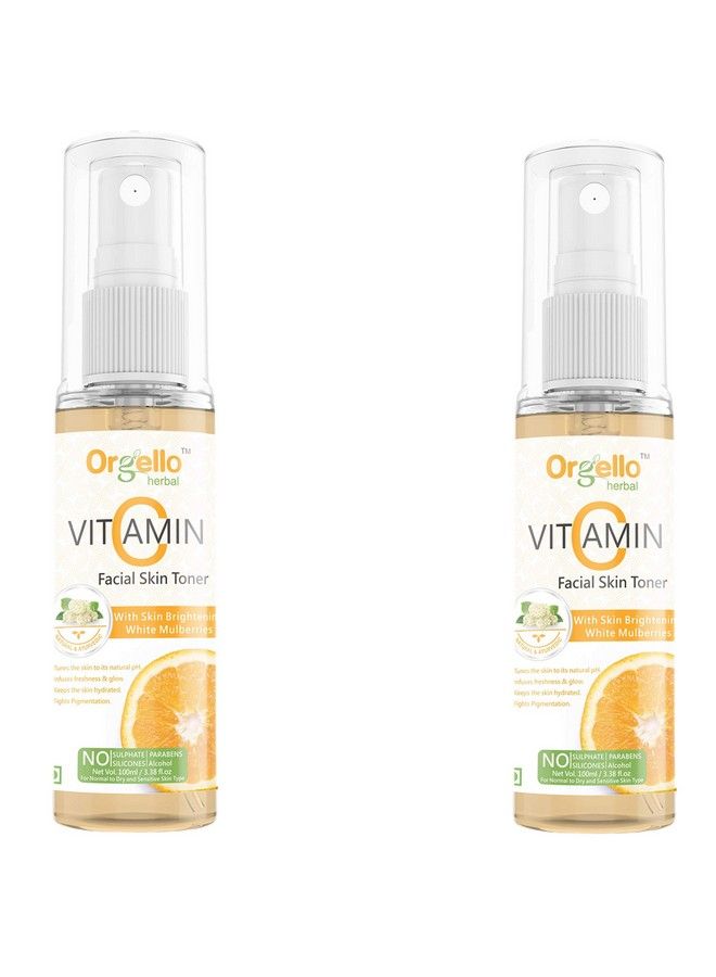 Orgello Herbal Vitamin C Toner For Face Whitening Pigmentation (2 X 100 Ml) Vitamin C Vitamin B3 Apple Cider Vinegar White Mulberries Licorice Cucumber Aloe Vera Rosemary - Image 1