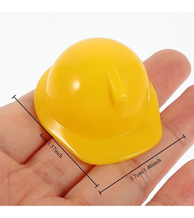 Random 3 Piece Set Mini Dollhouse Safety Helmet Plastic Headgear Realistic Work Hat - Image 1