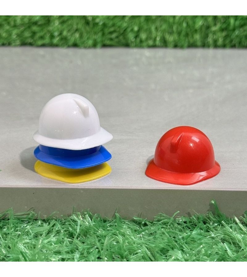 Random 3 Piece Set Mini Dollhouse Safety Helmet Plastic Headgear Realistic Work Hat - Image 3