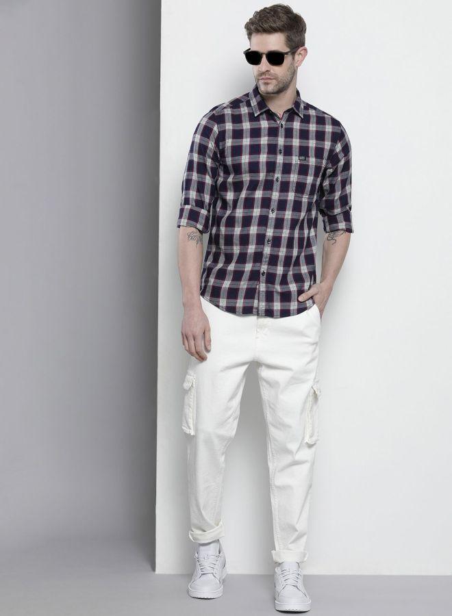 شركة المرآب الهندية قميص كاجوال رجالي كاروهات أزرق داكن من ذا إنديان جراج كو - Image 5