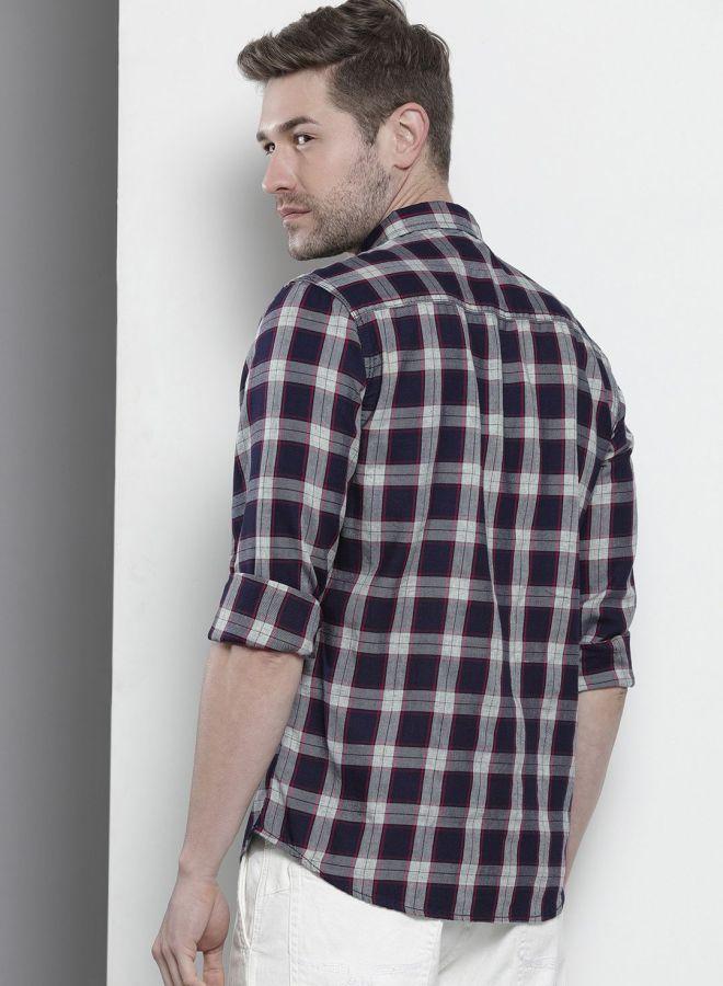 شركة المرآب الهندية قميص كاجوال رجالي كاروهات أزرق داكن من ذا إنديان جراج كو - Image 3