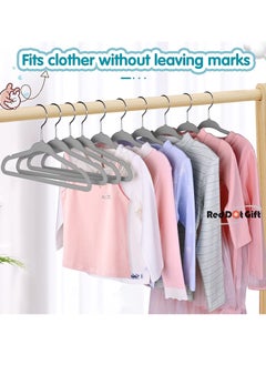 Red Dot Gift 50-Pack Grey Velvet Kids Hangers - (35cm / 14 Inch) Premium Childrens Hangers for Closet, Ultra-Thin Cute Hangers Kids Clothes Hanger, Small Hangers for Kids Clothes  - Image 5