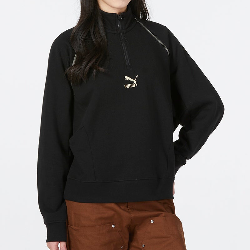 PUMA (WMNS) PUMA Das Cc Graphic Half-Zip Crew 'Black' - Image 3