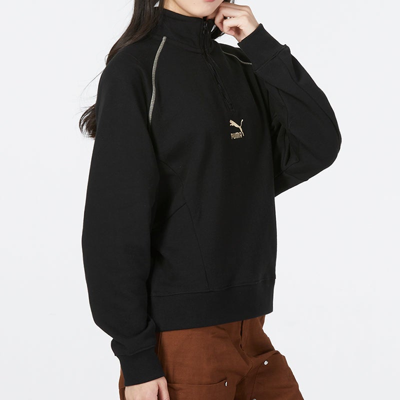 PUMA (WMNS) PUMA Das Cc Graphic Half-Zip Crew 'Black' - Image 2