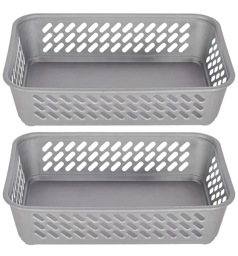 Kuber Industries Kuber Industries Multipurposes Super Tidy Plastic Basket, Organizer for Kitchen, Countertops, Cabinets, Bathrooms- Pack of 2 (Grey) -46KKM0272  - Image 1