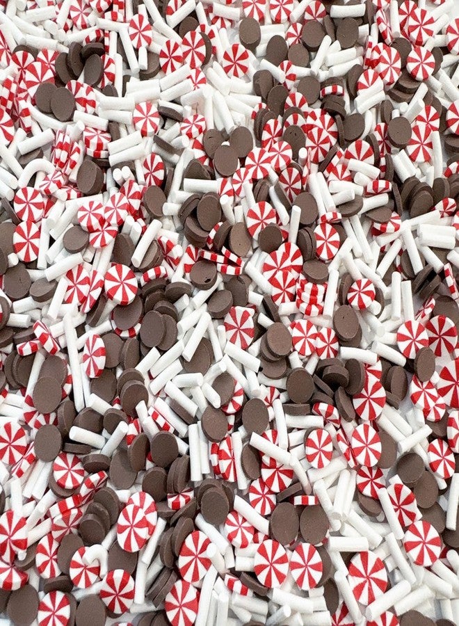 EHOPE Christmas Slices Fake Sprinkles Resin Sprinkles Fake Candy Sprinkles Clay Sprinkles Polymer Sprinkles Polymer Clay Slices for Nail Art DIY Crafts Cake Phone(Brown Round+Red Candy-40G) - Image 5