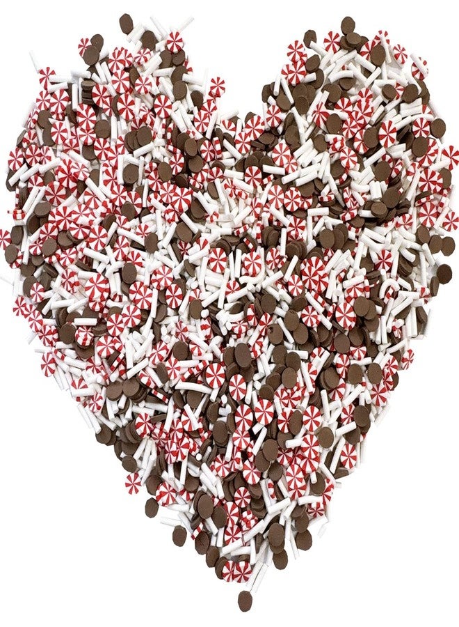 EHOPE Christmas Slices Fake Sprinkles Resin Sprinkles Fake Candy Sprinkles Clay Sprinkles Polymer Sprinkles Polymer Clay Slices for Nail Art DIY Crafts Cake Phone(Brown Round+Red Candy-40G) - Image 1