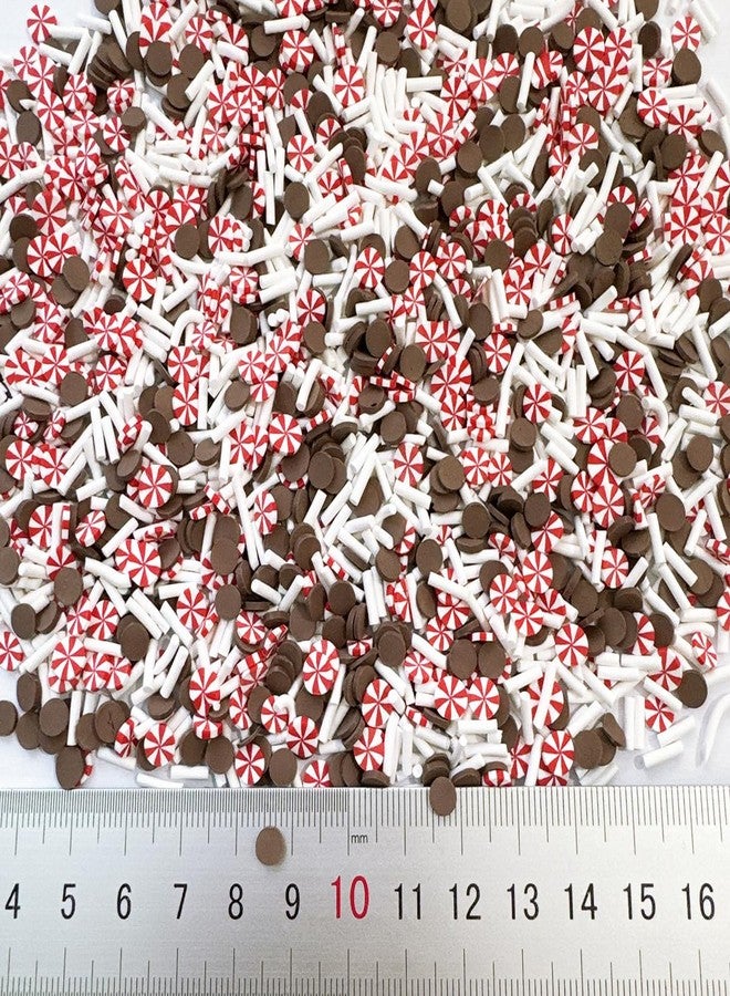 EHOPE Christmas Slices Fake Sprinkles Resin Sprinkles Fake Candy Sprinkles Clay Sprinkles Polymer Sprinkles Polymer Clay Slices for Nail Art DIY Crafts Cake Phone(Brown Round+Red Candy-40G) - Image 2