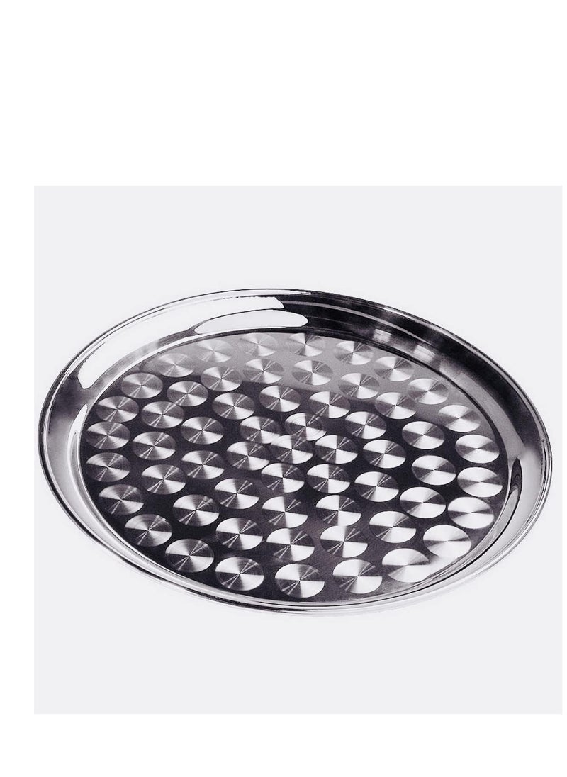 SAQOWARE - Steel Round Tray 45 cm | Sahan | Round Food Serving Tray | Group Food Plate | Biriyani,Mandi,Arabic food Serving Plate | Ramadan Food serving Tray and Fruits and Vegitable - Image 1