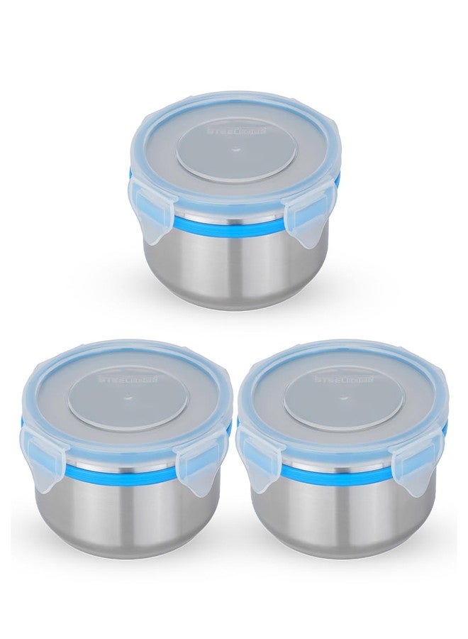 STEELLOCK Stainless Steel Airtight Container| Leak Proof Tiffin Lunch & Storage Boxes | SL-1301-set of 3, 450ml each, Blue - Image 1