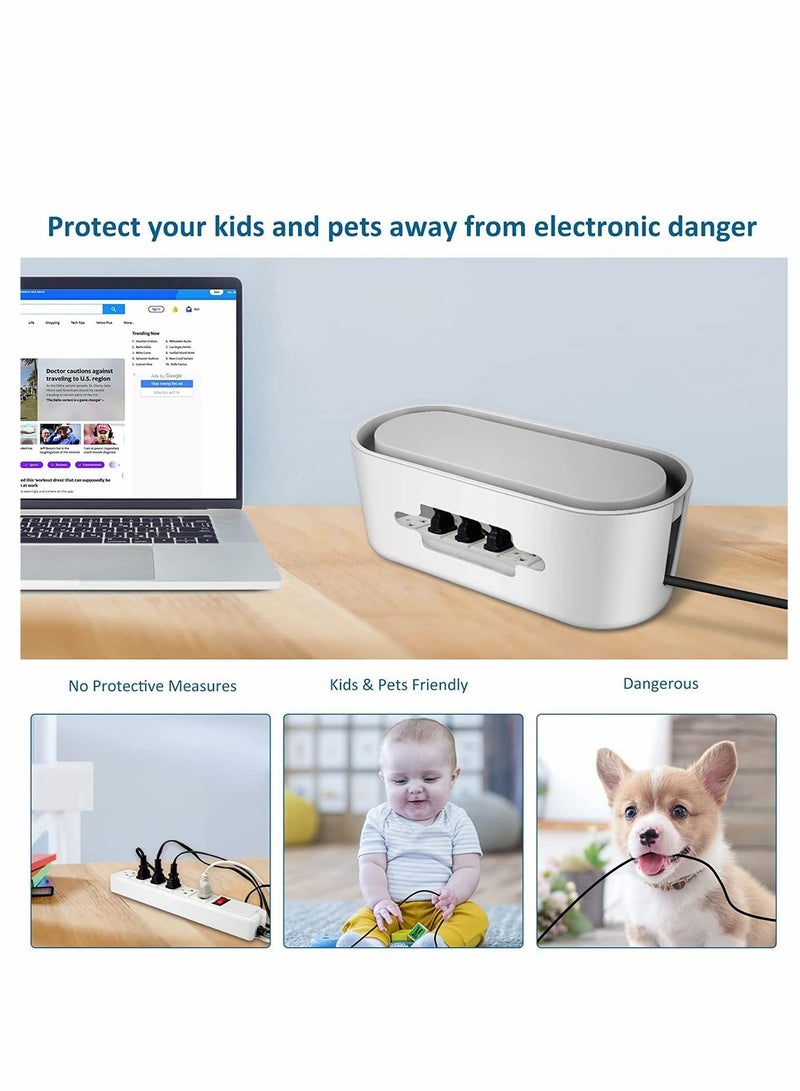 Cable Management Box, Wire Organizer Floor Cable Organizer Box, Cord Organizer to Hide Conceal Power Strips and Electrical Cords from TV Computers Desk, Hide Wires to Keep Tidy for Home Office - Image 5