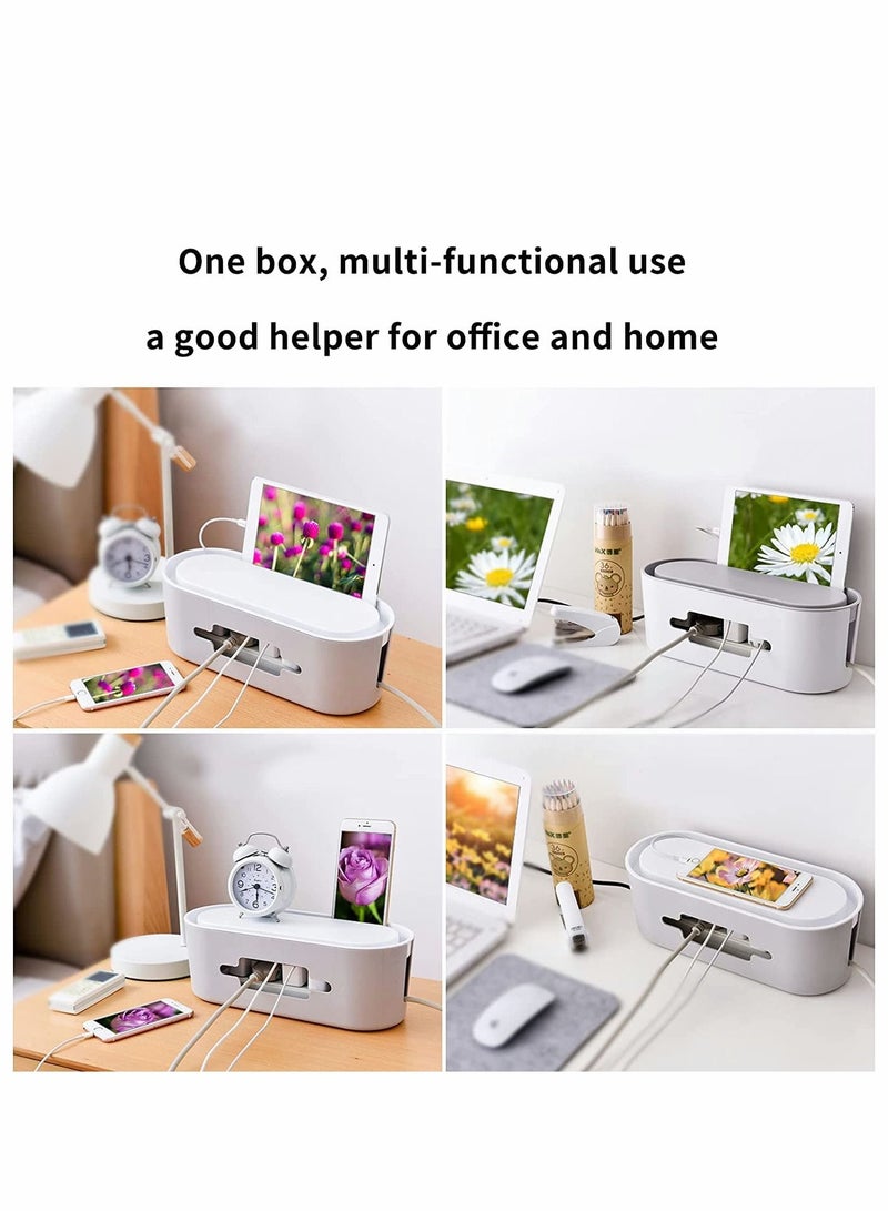 Cable Management Box, Wire Organizer Floor Cable Organizer Box, Cord Organizer to Hide Conceal Power Strips and Electrical Cords from TV Computers Desk, Hide Wires to Keep Tidy for Home Office - Image 2