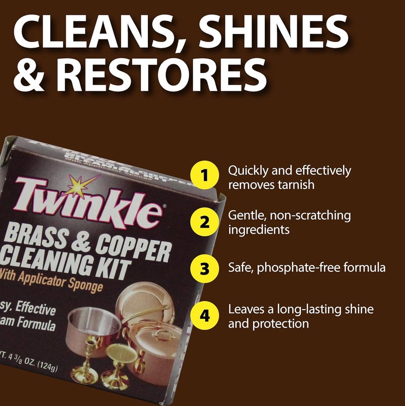 Twinkle Brass & Copper Cleaning Kit with Applicator Sponge - 4.4 oz - Image 4