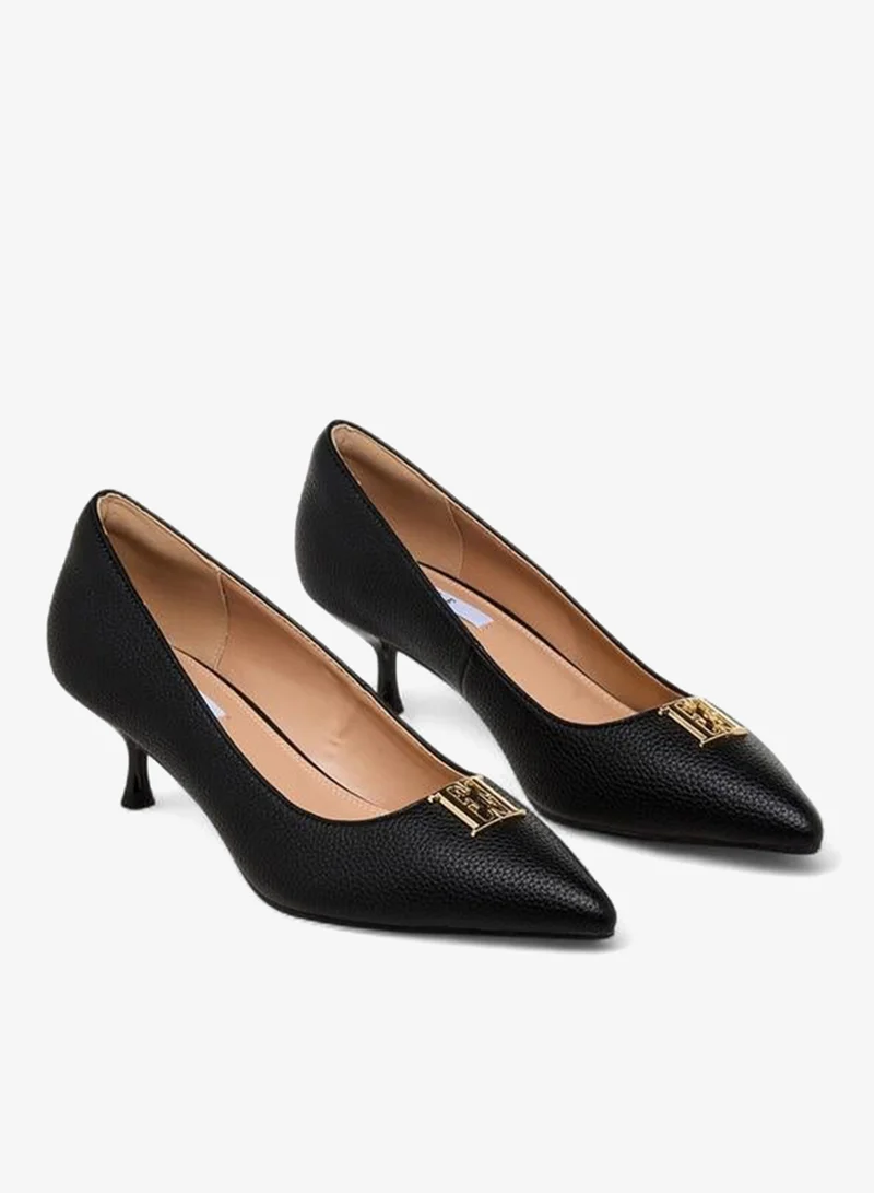 ELLE Women Logo Embellished Kitten Heel Pumps