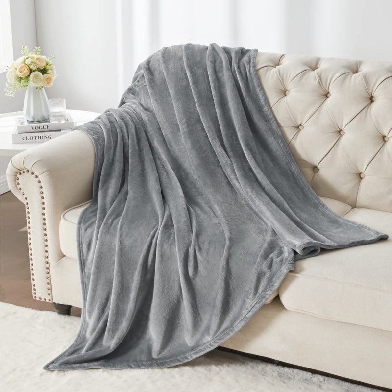 BEDELITE Fleece Blanket Twin Size Grey Throw Blanket for Couch & Bed, Luxury Plush Cozy Fuzzy Blanket 60x80 inches, Super Soft Warm Lightweight Throw Blanket for Travel Camping - Image 5