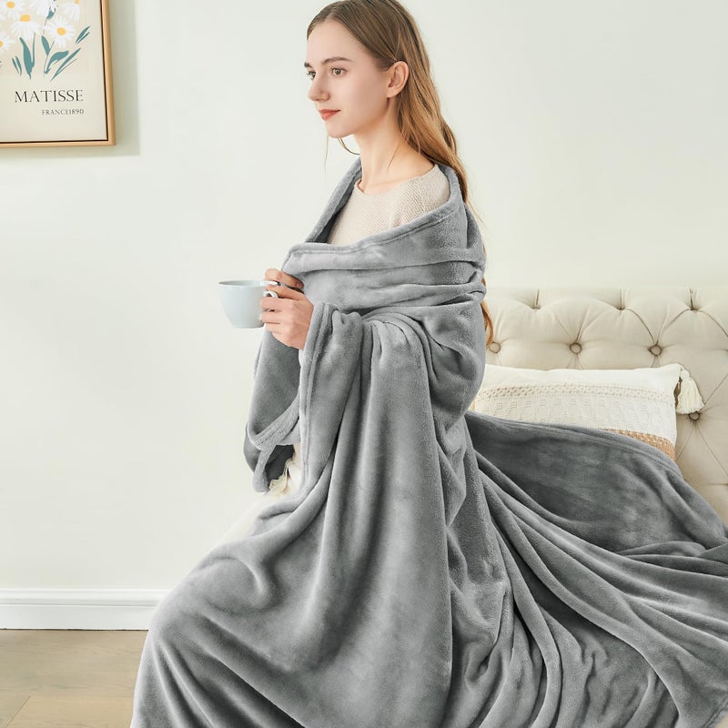 BEDELITE Fleece Blanket Twin Size Grey Throw Blanket for Couch & Bed, Luxury Plush Cozy Fuzzy Blanket 60x80 inches, Super Soft Warm Lightweight Throw Blanket for Travel Camping - Image 4