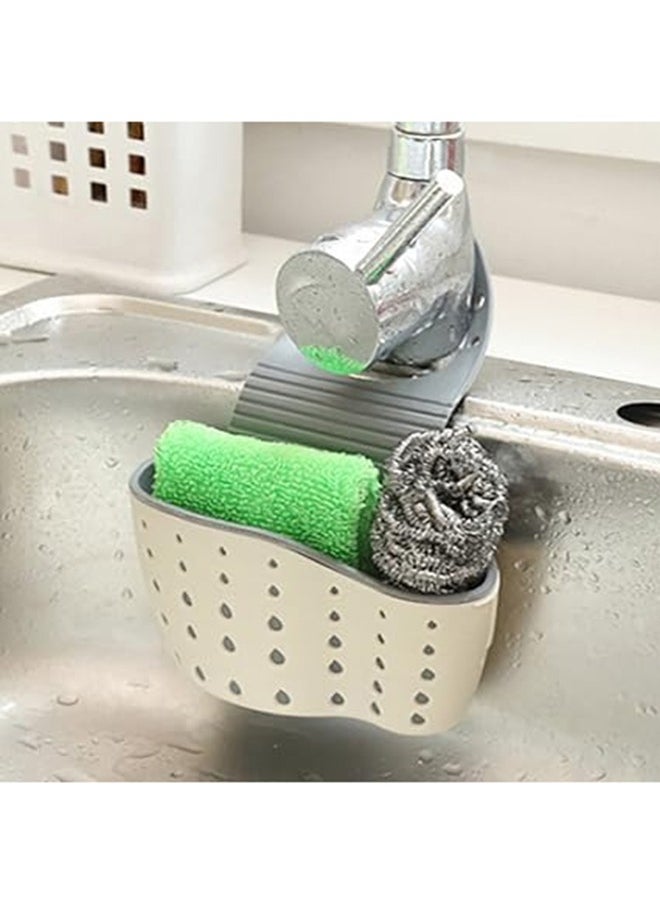SKY-TOUCH - Sink Shelf Soap Sponge Drain Rack WhiteGrey 245centimeter - Image 1