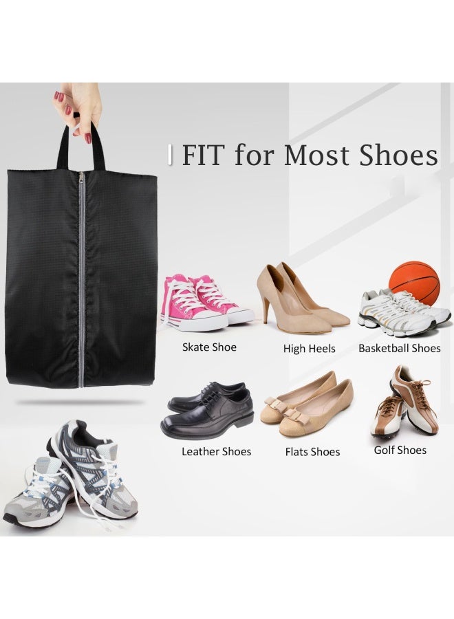 فَرَحُوم حقائب أحذية للسفر، 12 قطع، حقائب تخزين أحذية مقاومة للماء مع سحاب، منظم تخزين أحذية متعدد الوظائف ومضاد للغبار مع مقبض، من مستلزمات السفر للرجال والنساء، باللون الأسود - Image 5