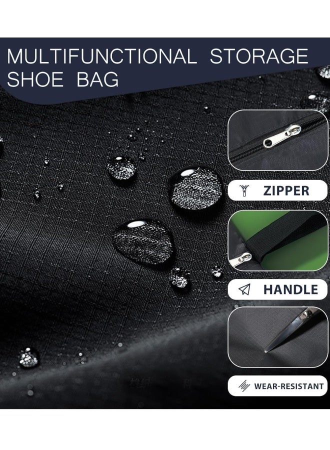فَرَحُوم حقائب أحذية للسفر، 12 قطع، حقائب تخزين أحذية مقاومة للماء مع سحاب، منظم تخزين أحذية متعدد الوظائف ومضاد للغبار مع مقبض، من مستلزمات السفر للرجال والنساء، باللون الأسود - Image 3