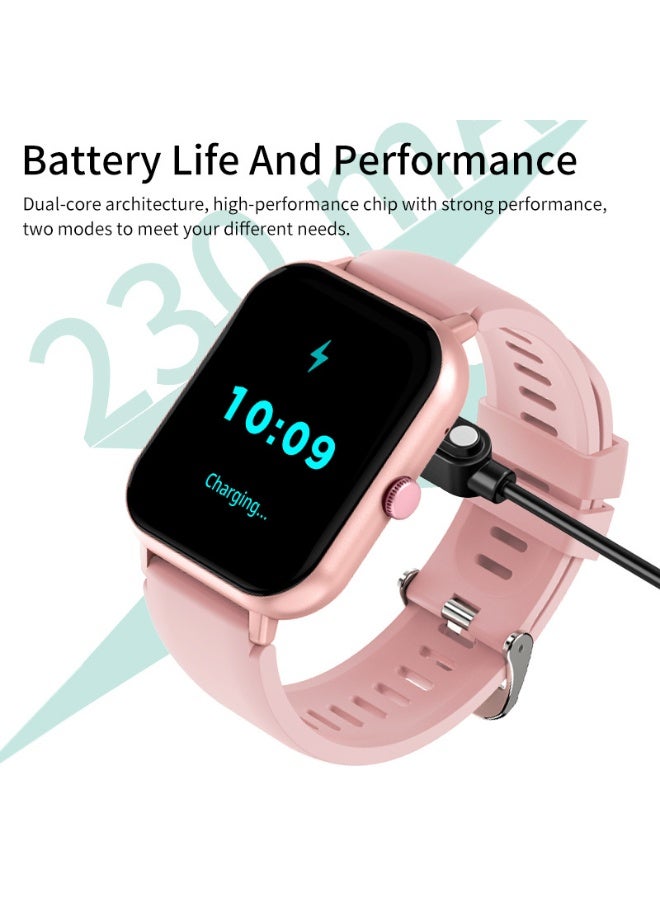 لييج ساعة ذكية رجالية مربعة الشكل بشريط وردي مقاس 1.82 بوصة، متعددة الوظائف، مقاومة للماء، عداد خطوات، منبه، إجراء مكالمات لاسلكية، مراقبة الصحة، وإشعارات الرسائل. - Image 5