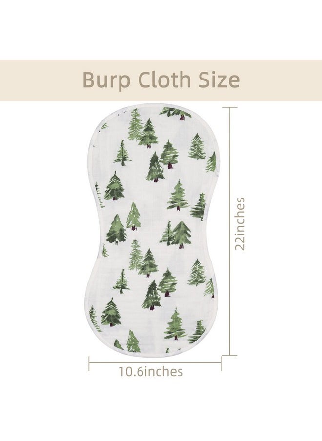 LifeTree - Muslin Baby Burp Cloths Sets For Unisex 2 Pack Large Viscose From Bamboo Cotton Burping Clothes For Newborn Baby Girls And Boys Woodland Animals & Pine Tree - Image 1