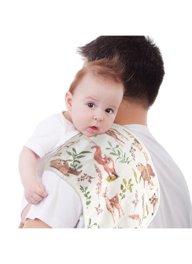 LifeTree - Muslin Baby Burp Cloths Sets For Unisex 2 Pack Large Viscose From Bamboo Cotton Burping Clothes For Newborn Baby Girls And Boys Woodland Animals & Pine Tree - Image 1