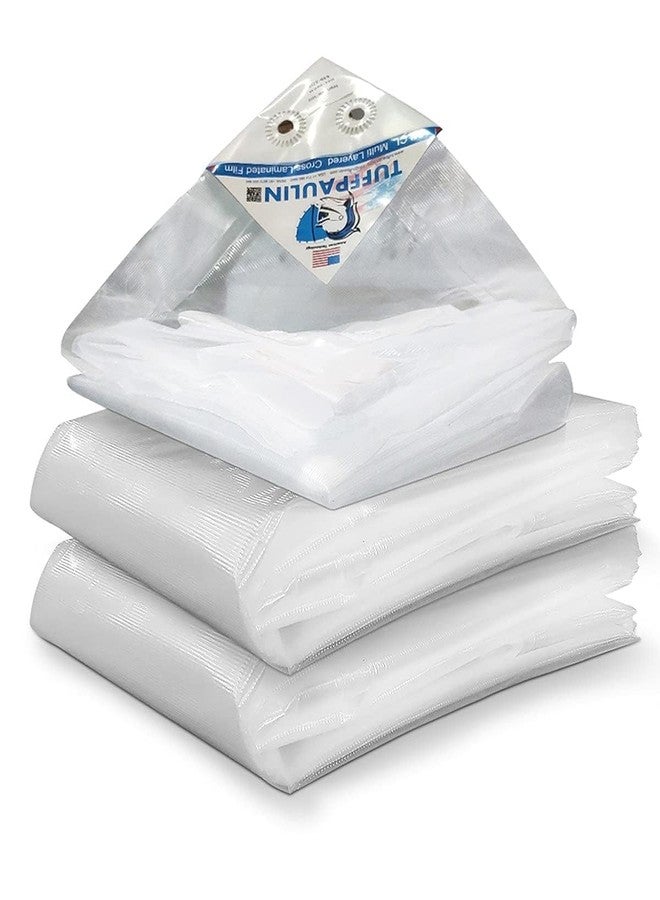 TUFFPAULIN قماش مشمع أبيض من نوع TUFFPAULIN، مقاس 24 قدم × 18 قدم، وزن 120 جرامًا للمتر المربع، من نوع Tirpal Tadpatri Tharpai Thadika، قوي للغاية، مزود بحلقات معززة، مقاوم للأشعة فوق البنفسجية، مقاوم للماء بنسبة 100%، مصنوع من قماش بكر، بتقنية MLCL ثلاثية الأبعاد ذات 6 طبقات - رقم 1. - Image 1