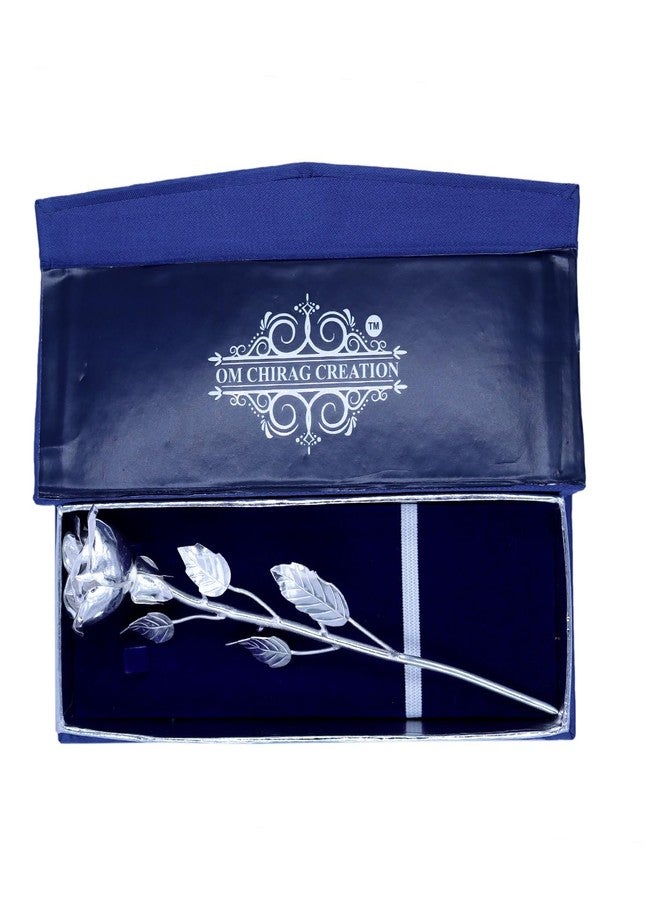 OM CHIRAG CREATION Sterling Silver Artificial Rose Flower for Gifting- 90%-92.5% Pure - Image 5