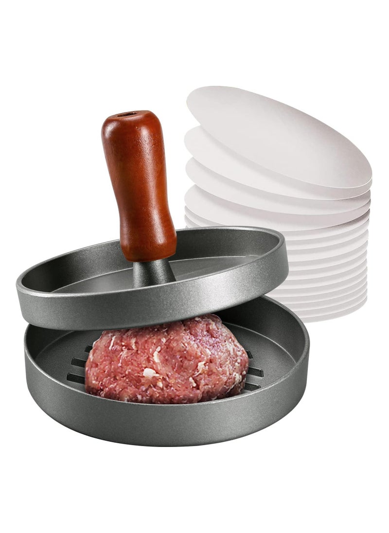 Arabest - Burger Press Patty Maker Stainless Steel Hamburger Mold Non-Stick with 100 Patty Papers - Image 1