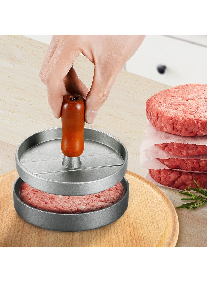Arabest - Burger Press Patty Maker Stainless Steel Hamburger Mold Non-Stick with 100 Patty Papers - Image 1